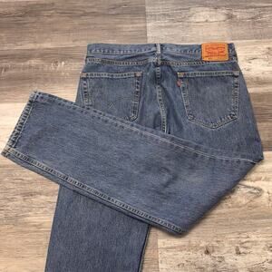 Levis 505 Red Tab Mid Wash Blue Mens 36x33 Regular Fit Straight Leg‎ Denim Jeans